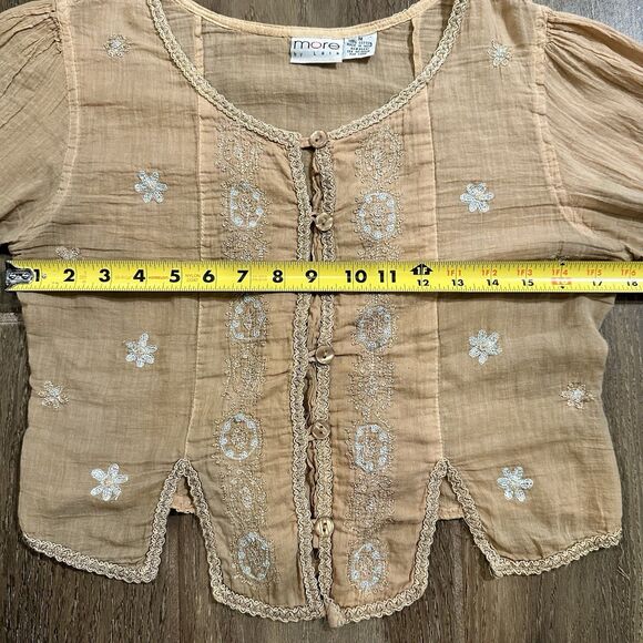 More By Lata Y2K Embroidered Button Up Top M Cottagecore Fairy Peasant Hippie - Picture 7 of 8